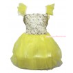 Yellow Sparkle Rosettes Dress Up Dance Party Dress LP220